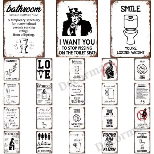 [ Kelly66 ] Bathroom Custom Vintage toilet Metal Sign Home Decor Bar Wall Art Love SMile Painting 20*30 CM Size LAT-1745
