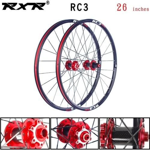RXR mountain bike off road MTB carbon bike wheelset 26 inches RC3 Disc Brake 5 Bearings 7-11speed Thru Axle/QR Bicycle Wheel