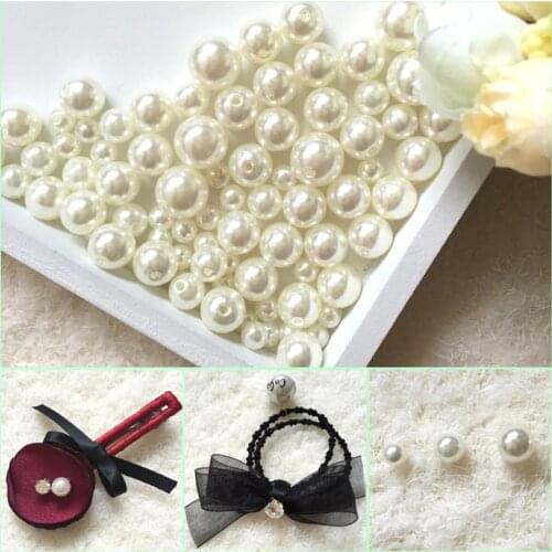 Round ABS Imitation Pearl Beads White pearls for crafts DIY Wedding Bracele Bouquet Decoration Jewelry Finding Accessory