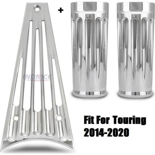 Chrome Frame Grill cover 2'' extended Fork slider boots cover Fit For harley Road Glide Special FLTRXS 2015-2016 Road King FLHR