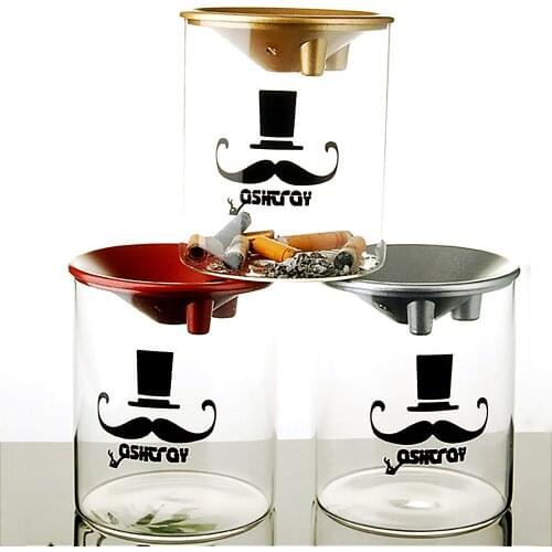 Multi-function Ashtrays Creative Home Living Room Anti-fly Ash Office Glass Funnel Ash Cup Car Carrier With Cover High-end