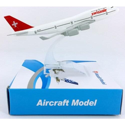 16CM aircraft model 1:400 Boeing B747-400 Switzerland airlines SWISSAIR W base airbus alloy Diecast plane collectible displayToy