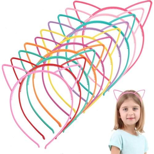 Candygirl Cute Girls Hairband Cat ear Headband For Party Solid Color Plastic Headband Child Hair Accessories Ornament Headwear