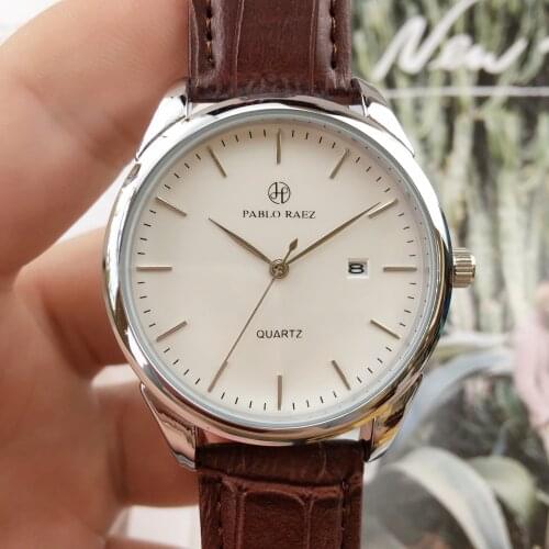 PABLO RAEZ Pure Leather Man Wristwatch Luxury Watch With Date Simple Relogies Male Fashion Casual Calendar HIgh Quality Relogio