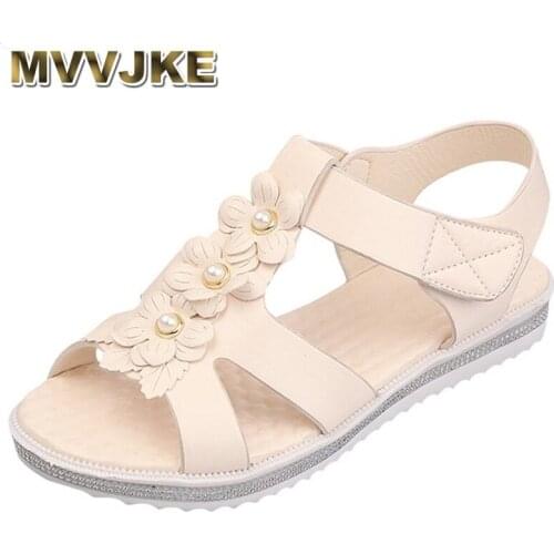 MVVJKE New Bohemia Women Sandals Shoes Woman String Bead Platform Sandals Floral Hook&Loop Beach Sandals Women Casual Shoes