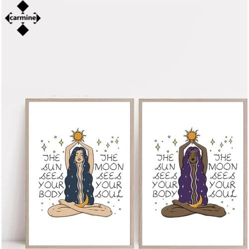 Nordic Canvas Painting Wall Art Wall Art Celestial Canvas Picture Sun Moon Body Soul Poster and Print for Living Room Home Decor