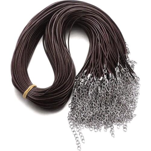 50Pcs/lot DIY Mutil Colors Leather Chain Necklace For DIY Jewelry Making Accessories Handmade Wax Cord Rope Necklace Women