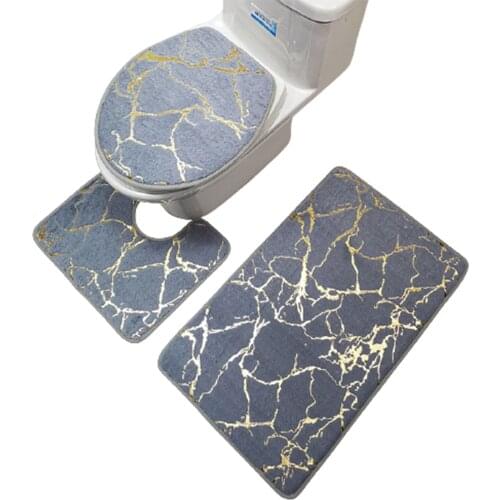 Polyester Marbling Carpet Three-Piece Suit Bronzing Abosrption Non-Slip Simple Cold Style Soft for Bathroom Entrance TS2