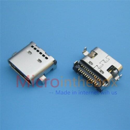 USB Connector Type C 24P Female Type USB 3.1 Horizontal mid mount SMD 2*12 Pin welded plate, 4 fixed feet