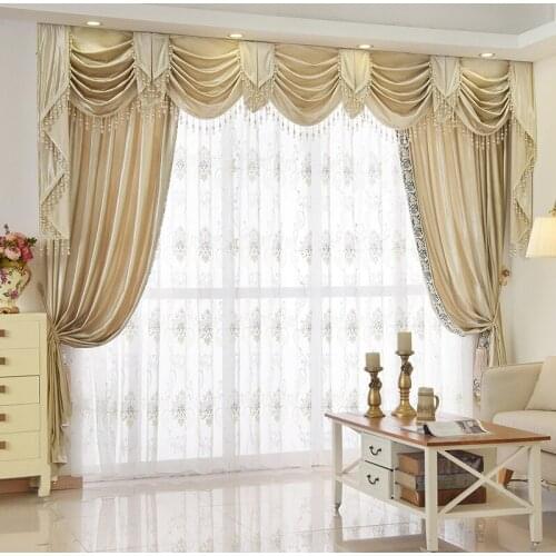 Luxury European Style Beige Velvet Curtains for Living Room Bedroom High Shading Solid Color Italian Velvet Curtain Tulle Custom