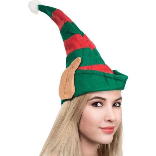 Adult Elf Christmas Hat Christmas Elf Hat Clown Hat Ears Red Green Striped Hat Christmas Party Decorations New Year Gifts