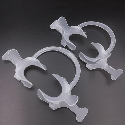 Dental Mouth Opener C Type Transparent Tooth Intraoral Lip Cheek Retractor with Handle