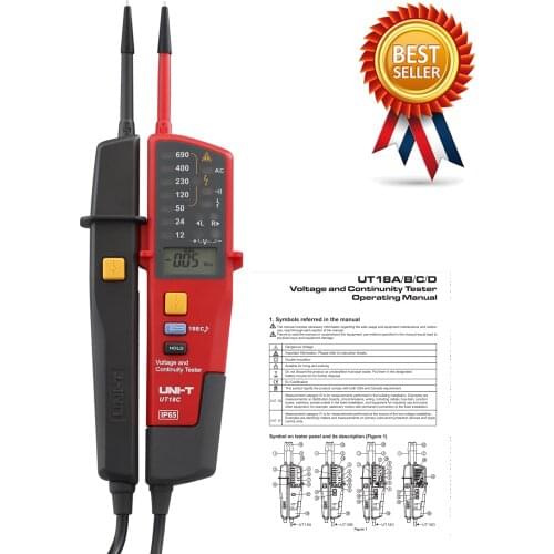 UNI-T UT18C 0~690V AC DC Voltage Testers LCD Display Auto Range IP65 Waterproof Meter No Power Test Function