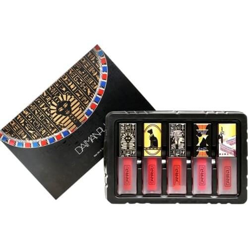 DAIMANPU Unique Egyptian Style Lipstick 5 Colors Velvet Lipstick Waterproof Lipstick Matte Moisturizing Non-Drying Lip Makeup