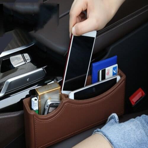 Left/Right Universal Pair Passenger Driver Side Car Seat Gap Storage Box for Pocket Organizer Phone Holders Black/Beige/Red