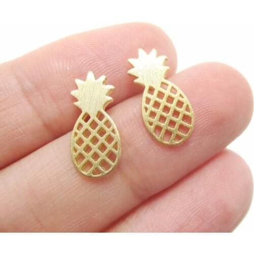 Yiustar Brushed Pineapple Stud Earrings Dainty Minimalist Post Earrings Gift Jewelry boucle d oreille E105