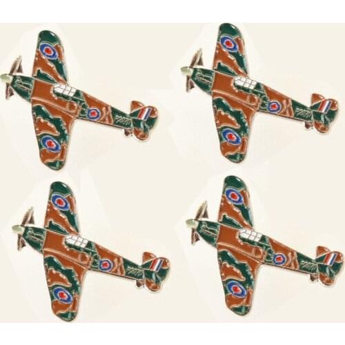 Lots 5 pcs WWII Hurricane Plane / Aircraft Lapel Hat Tie Pin Badge - World War 2 Gift New Fans Gifts Jewelry 2.5 X 2.125 CM