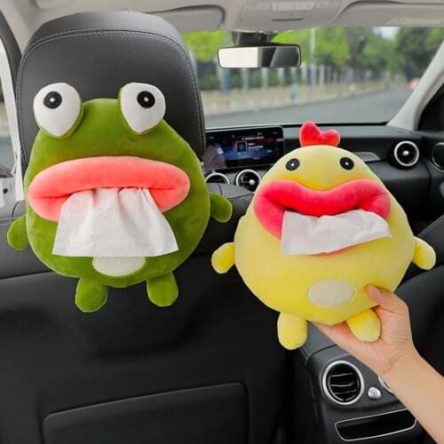 1 Pcs Car Tissue Storage Box Innovative Cartoon Car Napkin Case Car Tissue Box Towel Sets Auto Interior Storage Decoration Woman