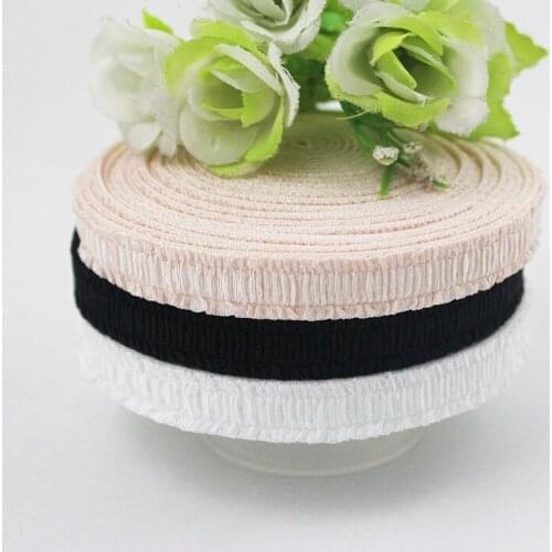 20 yards 12mm solid design ruffle webbing shoulder strap for clothes elastic sewing ribbon