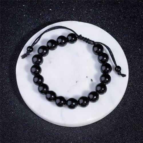 2020 Adjustable 1pc Obsidian 10mm Stone Bracelet Healthcare Bracelet Weight Loss Bracelet Slimming Product Round Black Bracelet