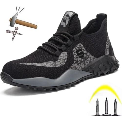 2021Steel toe safety shoes, casual work boots, lightweight, breathable, outdoor comfortable, industrial anti-puncture protection