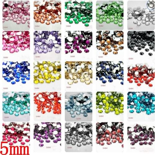 500 PCS/bag SS20 5mm clear crystal blue color resin AB drill flatback rhinestone High quality crystal diamond 205