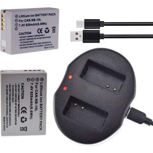 2x NB-10L Battery &Charger for Canon PowerShot G15 G16 Mark II SX50 SX60 HS