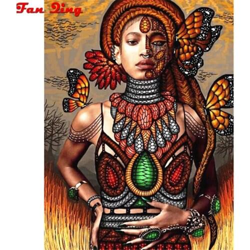Diy Diamond Painting 5D Full Square/Round Drill Abstract butterfly african woman Diamond Embroidery Resin Rhinestones Picture