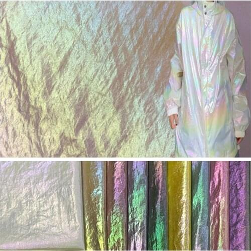Shiny Metallic Rainbow 40d Nylon Gradient Fabric Iridescent Sun Protective Down Fabric Glossy Shimmer Colorful Fabric