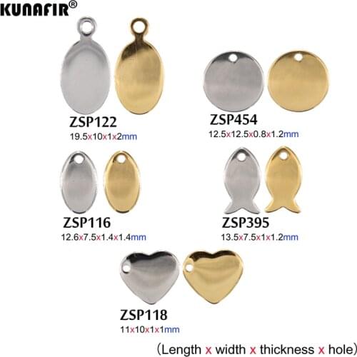 With logo KUNAFIR bigger stainless steel tags labels jewelry tab parts accessories 50pcs-200pcs