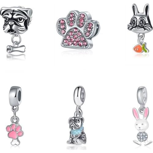 Charm Bead Fit Bracelet Pendant Charms French Bulldog Original Crystal Beads For Jewelry Making 2019