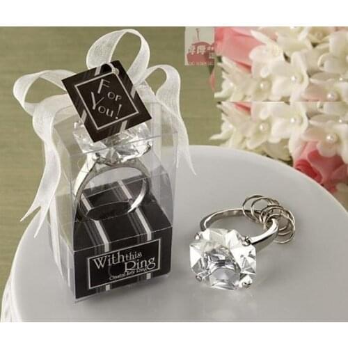 Cheap home party Favors wedding gifts diamond ring shape keychain Key accessories wedding favors and gifts for guest 200pcs/lot