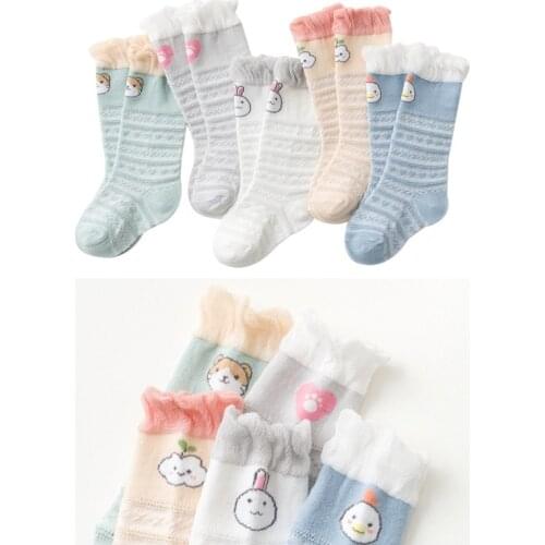 Baby Socks Mesh Knee Length Socks Boys Girls Cartoon Newborn Socks Cotton Breathable Loose Mouth Socks Baby Clothing
