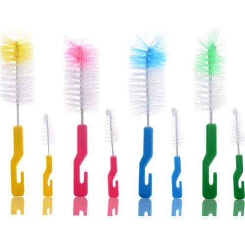 Baby Bottle Brushes Nipple Nylon Bristles Straight Shank Cleaning Brush Set Cup