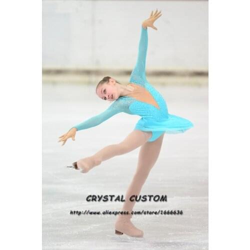 Crystal Custom Figure Skating Dress Kids Graceful New Brand Girls Ice Skating Dress Competition DR4070