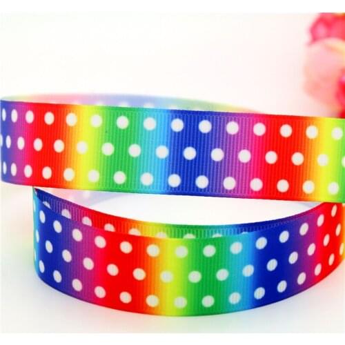 DHK 7/8'' Free shipping dots rainbow gradient printed grosgrain ribbon headwear hair bow diy party decoration OEM 22mm B1456