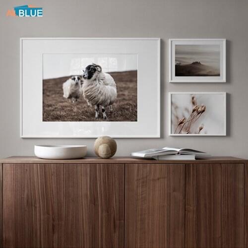 Valley Landscape Canvas Poster Nordic Style Animal Posters And Print Plant Sheep Painting Wall Art Picture For Living Room Decor