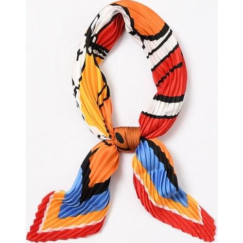 Summer Elegant Silky Neckwear Women Small Pleated Scarf Cartoon Horse Bandana Neck Scarf Headband [3996]