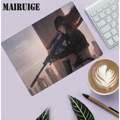 Mairuige Girls with guns Gaming Accessories Waterproof Non-slip Rubber Small Mouse Pad Anime Desk Mat Learning Gaming Mouse Pad