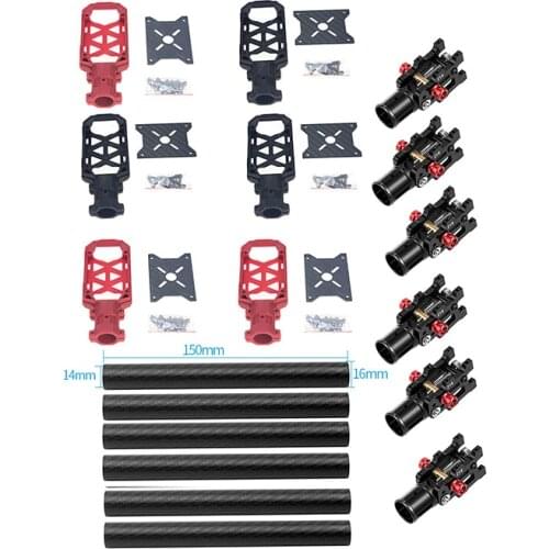 JMT 16MM*14MM*150MM 3K Carbon Fiber Tube with 16mm Clamp Type Motor Mount Plate Holder + Z16 Folding Arm Tube DIY RC Drone