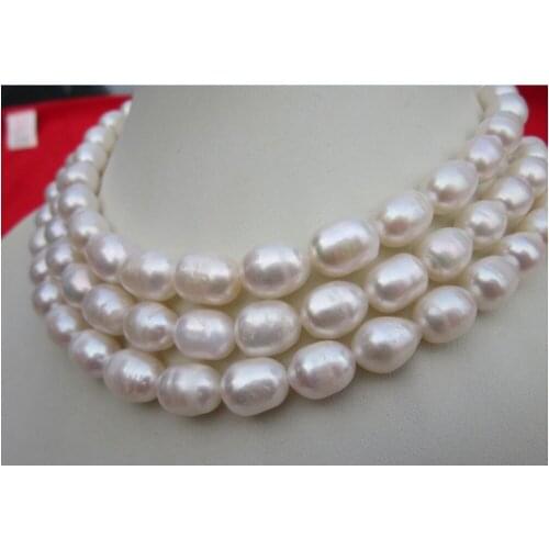 Classic 9-10mm south sea baroque white pearl necklace 50" 14k