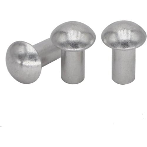 M6 M6*16 M6x16 M6*20 M6x20 Silver Tone GB867 DIN660 AL Aluminum Aluminium Cap Half Round Pan Head Solid Rivet