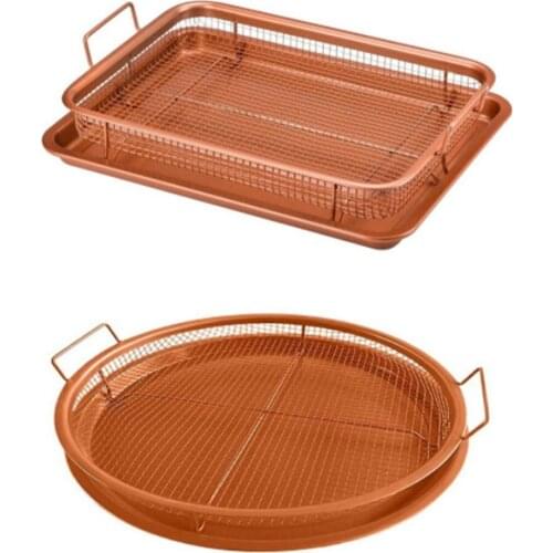 Copper Baking Tray Oil Frying Baking Pan Non-stick Chips Basket Baking Dish Grill Mesh Kitchen Tools