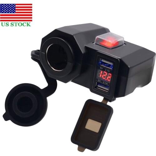 Motorcycle Vehicle-Mounted Quick Charge Charger Waterproof USB Adapter 12V Dual 3.0 Voltmeter Switch Moto Accessory
