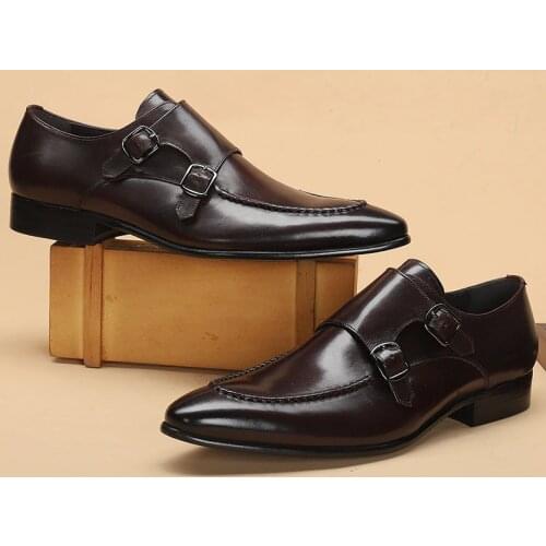 Men leather shoes business dress suit shoes men brand Bullock genuine leather black slipon wedding mens shoes Phenkang 2020