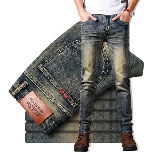 Mens Retro Jeans Straight Jeans High Quality Four Seasons Casual Long Jeans Stretch Casual Jeans