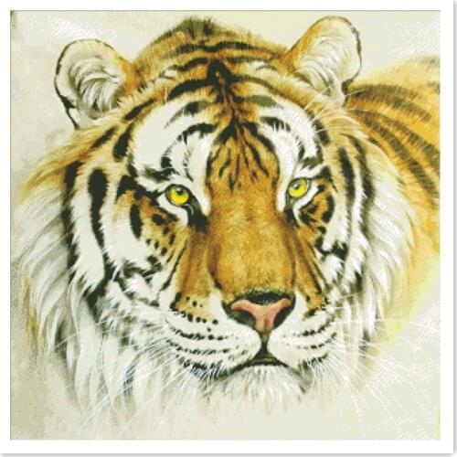 Tiger D cross stitch kit animal 18ct 14ct 11ct white fabric cotton thread embroidery DIY handmade needlework