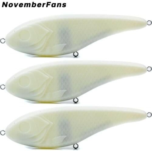 NovemberFans 3pcs/lot Unpainted 15cm 74.5g Jerkbait Big Game Fishing Pike Musky Slide Jerk Wobblers Bait Blank Fishing Tackle
