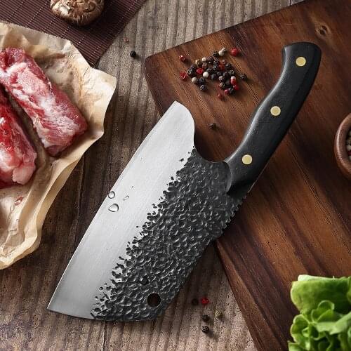 7 Inch Cleaver Knife Handmade Forging Butcher Kitchen Chef or Hunting Cooking Utility Knives Meat Vegetable Filleting Tool