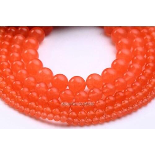 Wholesale Orange Jades Natural Stone Round Loose Beads 4-12mm for Needlework Jewelry Making